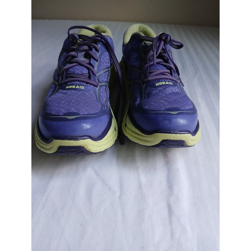 Hoka One One Women's Purple and Yellow Running Shoes - Picture 3 of 14